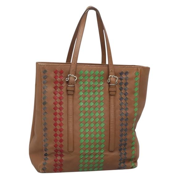 BOTTEGA VENETA INTRECCIATO Tote Bag Leather Brown Auth 142163